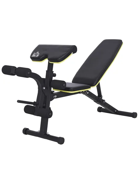 HOMCOM PVC Upholstered Steel Sit-Up/Dumbbell Duo Bench Black