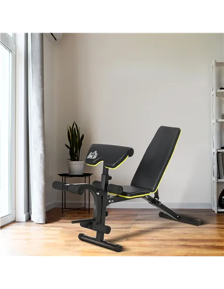 HOMCOM PVC Upholstered Steel Sit-Up/Dumbbell Duo Bench Black