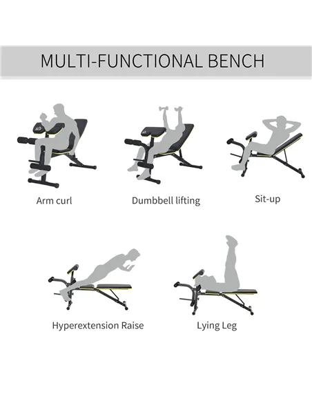 HOMCOM PVC Upholstered Steel Sit-Up/Dumbbell Duo Bench Black