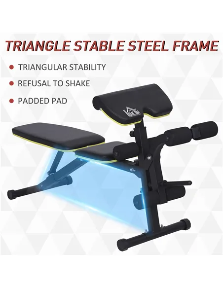 HOMCOM PVC Upholstered Steel Sit-Up/Dumbbell Duo Bench Black
