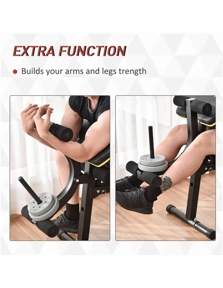 HOMCOM PVC Upholstered Steel Sit-Up/Dumbbell Duo Bench Black