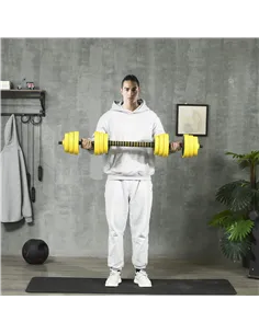 HOMCOM 30KG Dumbbell & Barbell  Adjustable Set Plate Bar Clamp Rod Home Gym Sports Area Exercise Ergonomic 2