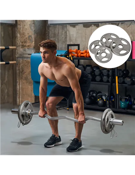 HOMCOM Set of 4 Weight Plate for 2 inch/5cm hole Dumbbell Handle Bar 15kg Dumbbell Plates Barbell Weight 2 x 5kg, 2 x 2.5kg