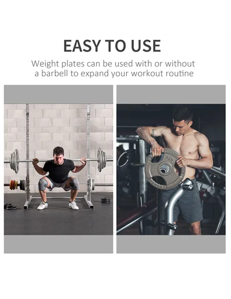 HOMCOM Set of 4 Weight Plate for 2 inch/5cm hole Dumbbell Handle Bar 15kg Dumbbell Plates Barbell Weight 2 x 5kg, 2 x 2.5kg