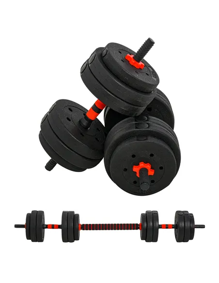 HOMCOM 25kg 2 IN 1 Adjustable Dumbbells Weight Set, Dumbbell Hand Weight Barbell for Body Fitness, Lifting Training for Home, Of