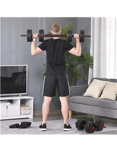 HOMCOM 25kg 2 IN 1 Adjustable Dumbbells Weight Set, Dumbbell Hand Weight Barbell for Body Fitness, Lifting Training for Home, Of 2