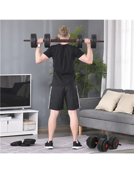 HOMCOM 25kg 2 IN 1 Adjustable Dumbbells Weight Set, Dumbbell Hand Weight Barbell for Body Fitness, Lifting Training for Home, Of