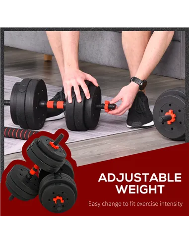 HOMCOM 25kg 2 IN 1 Adjustable Dumbbells Weight Set, Dumbbell Hand Weight Barbell for Body Fitness, Lifting Training for Home, Of