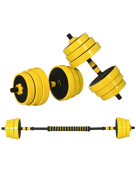 HOMCOM 25KG Dumbbell & Barbell  Adjustable Set Plate Bar Clamp Rod Home Gym Sports Area Exercise Ergonomic