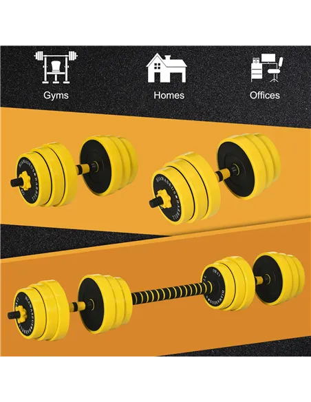HOMCOM 25KG Dumbbell & Barbell  Adjustable Set Plate Bar Clamp Rod Home Gym Sports Area Exercise Ergonomic