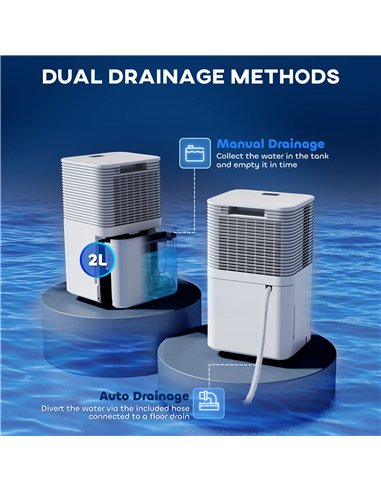 HOMCOM 12L/Day 2000ML Portable Quiet Dehumidifier for Home Laundry Room Bedroom Basement, Electric Moisture Air De-Humidifier wi