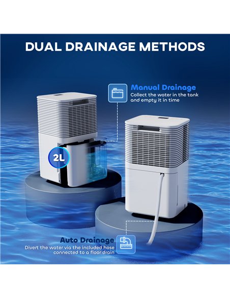 HOMCOM 12L/Day 2000ML Portable Quiet Dehumidifier for Home Laundry Room Bedroom Basement, Electric Moisture Air De-Humidifier wi