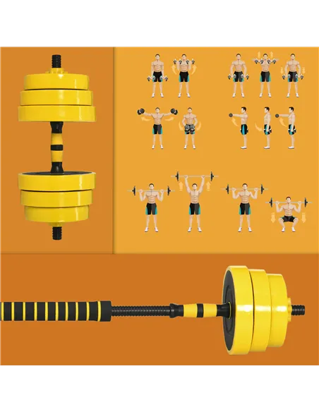 HOMCOM 25KG Dumbbell & Barbell  Adjustable Set Plate Bar Clamp Rod Home Gym Sports Area Exercise Ergonomic