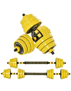 HOMCOM 20KG Dumbbell & Barbell  Adjustable Set Plate Bar Clamp Rod Home Gym Sports Area Exercise Ergonomic