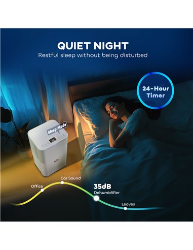 HOMCOM 12L/Day 2000ML Portable Quiet Dehumidifier for Home Laundry Room Bedroom Basement, Electric Moisture Air De-Humidifier wi