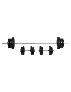 HOMCOM Dumbbell and Barbell Set with 65kg Adjustable Barbell Weights Set, for Home Gym - Black
