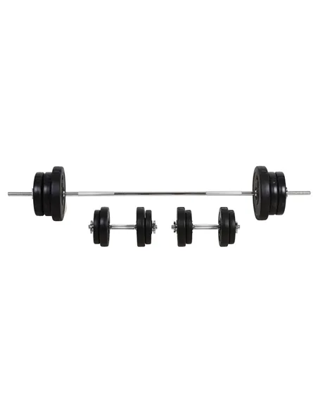 HOMCOM Dumbbell and Barbell Set with 65kg Adjustable Barbell Weights Set, for Home Gym - Black