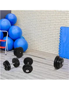 HOMCOM Dumbbell and Barbell Set with 65kg Adjustable Barbell Weights Set, for Home Gym - Black 2