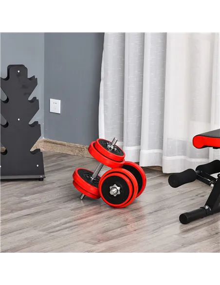 HOMCOM 20KGS 2-In-1 Dumbbell & Barbell Adjustable Set Strength Muscle Exercise Fitness Plate Bar Clamp Rod Home Gym Sports Area