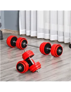 HOMCOM 30KGS 2-In-1 Dumbbell & Barbell Adjustable Set Strength Muscle Exercise Fitness Plate Bar Clamp Rod Home Gym Sports Area 2