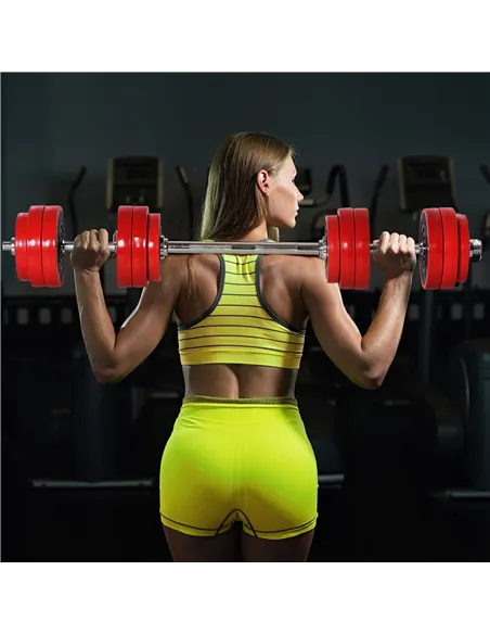 HOMCOM 30KGS 2-In-1 Dumbbell & Barbell Adjustable Set Strength Muscle Exercise Fitness Plate Bar Clamp Rod Home Gym Sports Area