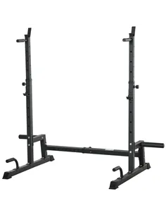 HOMCOM Multifunction Barbell Squat Rack Stand Heavy-Duty Strength Training Dumbbell Rack Adjustable Height Weight Lifting Bench 