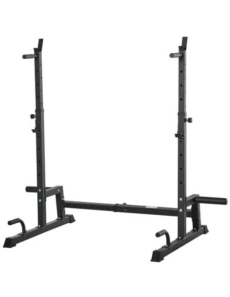 HOMCOM Multifunction Barbell Squat Rack Stand Heavy-Duty Strength Training Dumbbell Rack Adjustable Height Weight Lifting Bench 