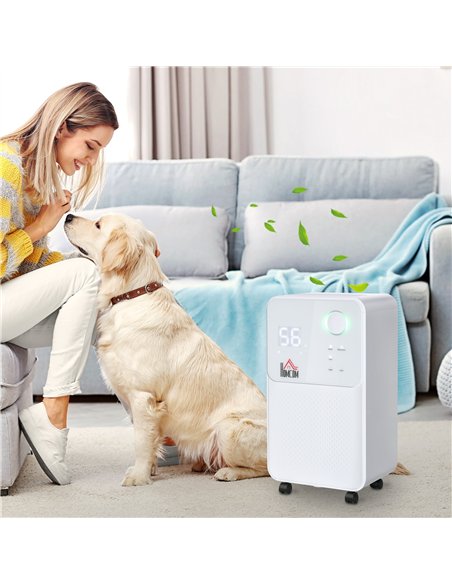 HOMCOM 12L/Day Dehumidifier for Home, Laundry Room, Bedroom, Basement, Electric Moisture Air De-Humidifier with 4 Modes, Continu