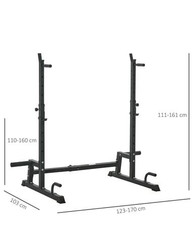 HOMCOM Multifunction Barbell Squat Rack Stand Heavy-Duty Strength Training Dumbbell Rack Adjustable Height Weight Lifting Bench 