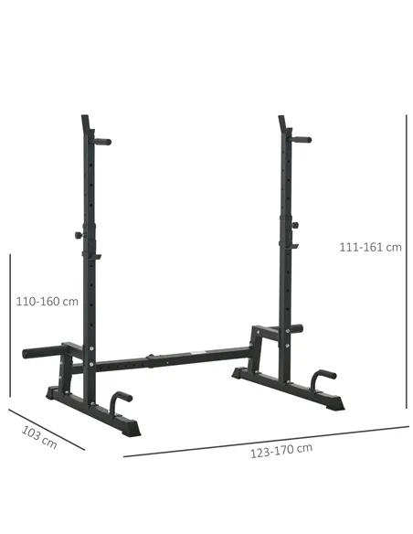 HOMCOM Multifunction Barbell Squat Rack Stand Heavy-Duty Strength Training Dumbbell Rack Adjustable Height Weight Lifting Bench 