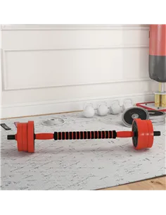 SPORTNOW 20kg Four-In-One Adjustable Weight Dumbbells Set, Barbell, Kettlebell, Push Up Stand - Red 2
