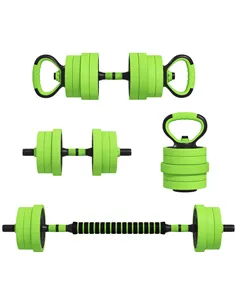 SPORTNOW 40kg Four-In-One Adjustable Weight Dumbbells Set, Barbell, Kettlebell, Push Up Stand - Green