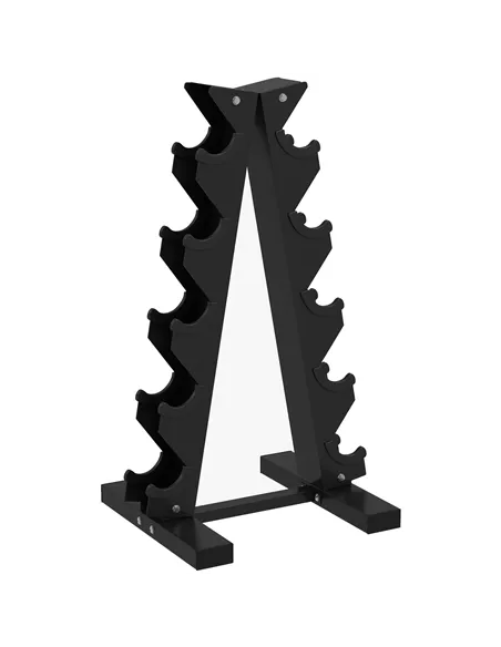 SPORTNOW Five-Tier Dumbbell Storage Rack, for Home Gym Exercise - Black