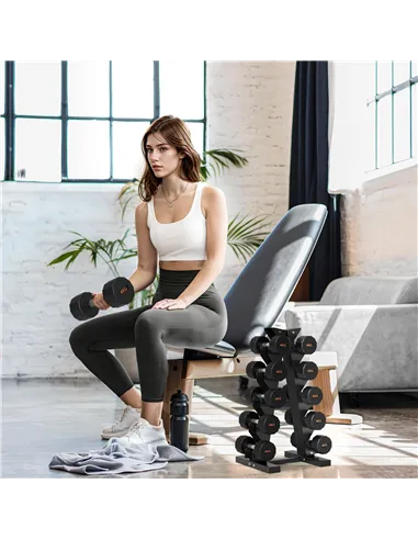 SPORTNOW Five-Tier Dumbbell Storage Rack, for Home Gym Exercise - Black