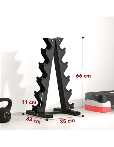 SPORTNOW Five-Tier Dumbbell Storage Rack, for Home Gym Exercise - Black