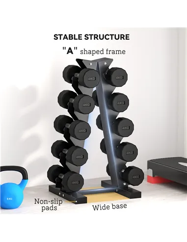 SPORTNOW Five-Tier Dumbbell Storage Rack, for Home Gym Exercise - Black