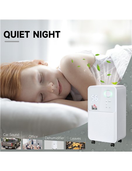 HOMCOM 12L/Day Dehumidifier for Home, Laundry Room, Bedroom, Basement, Electric Moisture Air De-Humidifier with 4 Modes, Continu
