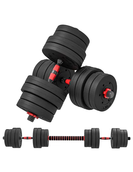 HOMCOM 30kg 2 IN 1 Adjustable Dumbbells Weight Set, Dumbbell Hand Weight Barbell for Body Fitness, Lifting Training for Home, Of