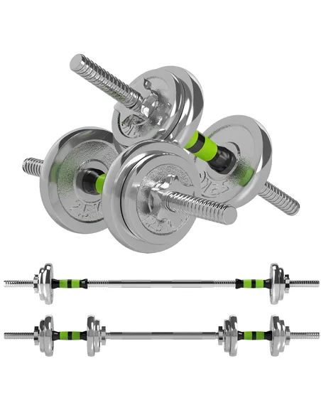 SPORTNOW 20kg 2-in-1 Barbell and Dumbbell Set, with Non-Slip Handle, for Weight Lifting, Training Home Gym