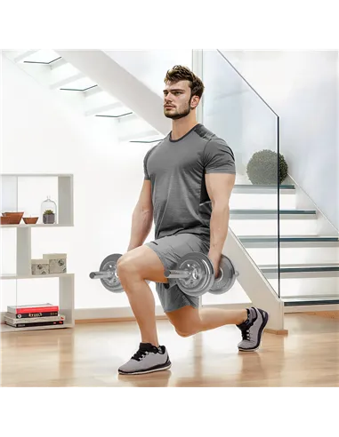 SPORTNOW 20kg 2-in-1 Barbell and Dumbbell Set, with Non-Slip Handle, for Weight Lifting, Training Home Gym