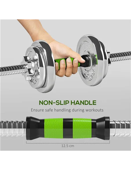 SPORTNOW 20kg 2-in-1 Barbell and Dumbbell Set, with Non-Slip Handle, for Weight Lifting, Training Home Gym
