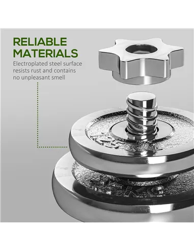 SPORTNOW 20kg 2-in-1 Barbell and Dumbbell Set, with Non-Slip Handle, for Weight Lifting, Training Home Gym