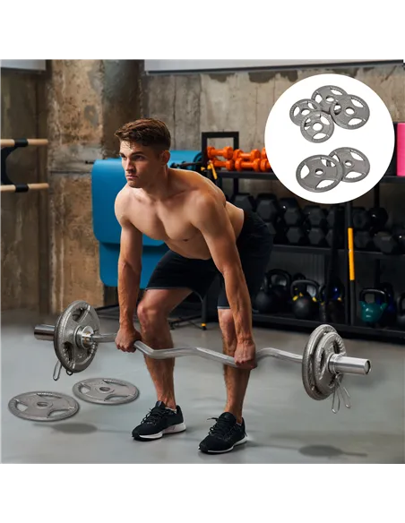 HOMCOM Set of 6 Cast Iron Olympic Weight for 2"/5cm Hole Dumbbell Handle Bar 35kg Dumbbell Plates Barbell Weight 2 x 5kg, 2 x 2.