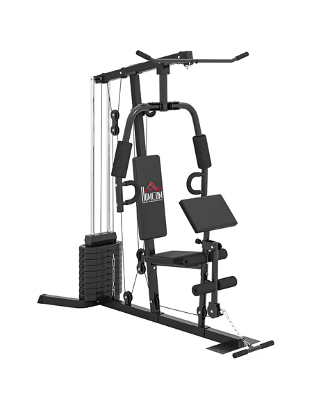 HOMCOM Multi-Exercise Gym Station, with 45kg Weight Stack, for Full Body Workout
