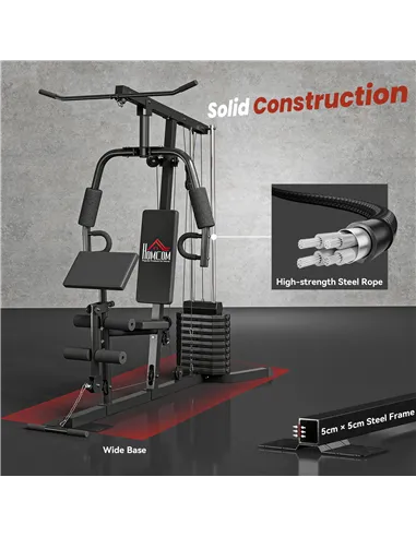 HOMCOM Multi-Exercise Gym Station, with 45kg Weight Stack, for Full Body Workout