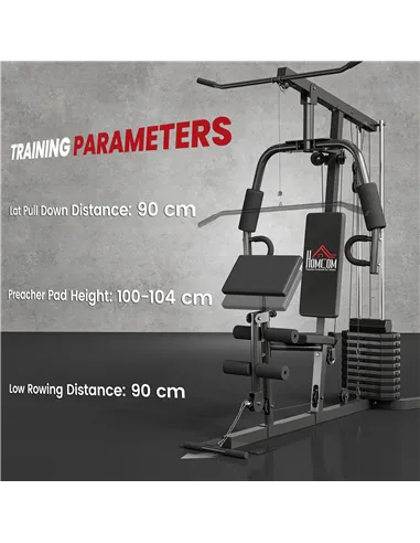 HOMCOM Multi-Exercise Gym Station, with 45kg Weight Stack, for Full Body Workout