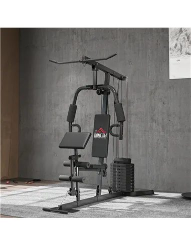 HOMCOM Multi-Exercise Gym Station, with 45kg Weight Stack, for Full Body Workout