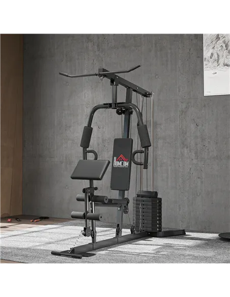 HOMCOM Multi-Exercise Gym Station, with 45kg Weight Stack, for Full Body Workout