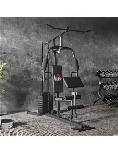 HOMCOM Multi-Exercise Gym Station, with 45kg Weight Stack, for Full Body Workout