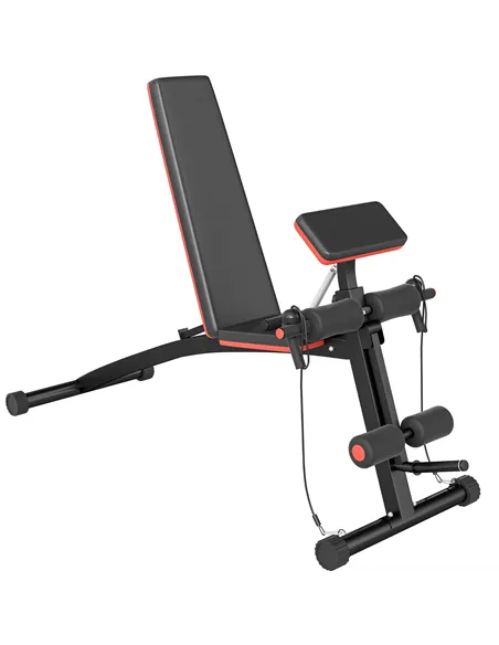 HOMCOM Foldable Weight Bench, Adjustable Strength Training Sit Up Ab Bench, Incline/Decline, Red